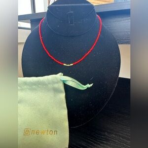 enewton Red Beaded Necklace with Gold Accents *New*